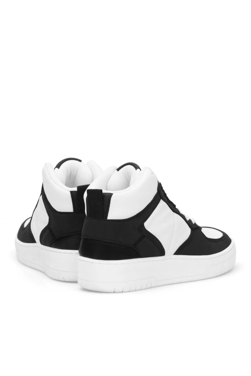 Womens High Top Sneakers - White Black - DS Maya