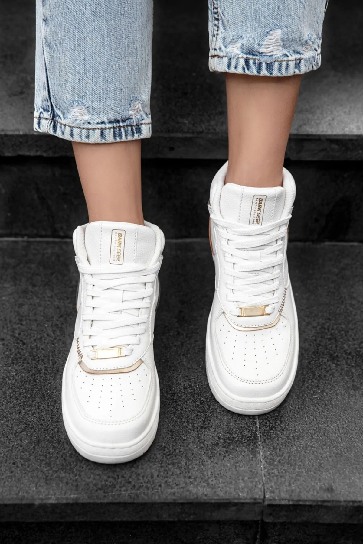 Kadın Bilekli Sneaker - Beyaz - DS Maya