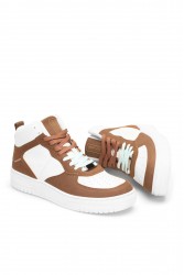 Kadın Bilekli Sneaker - Beyaz Taba - DS Maya