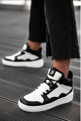Kadın Bilekli Sneaker - Beyaz Siyah - DS Violet