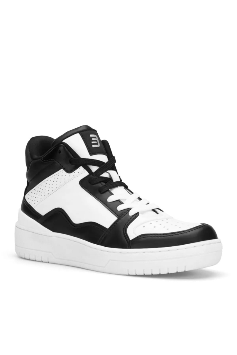 Womens High Top Sneakers - White Black - DS Violet