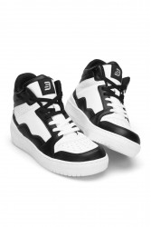Kadın Bilekli Sneaker - Beyaz Siyah - DS Violet