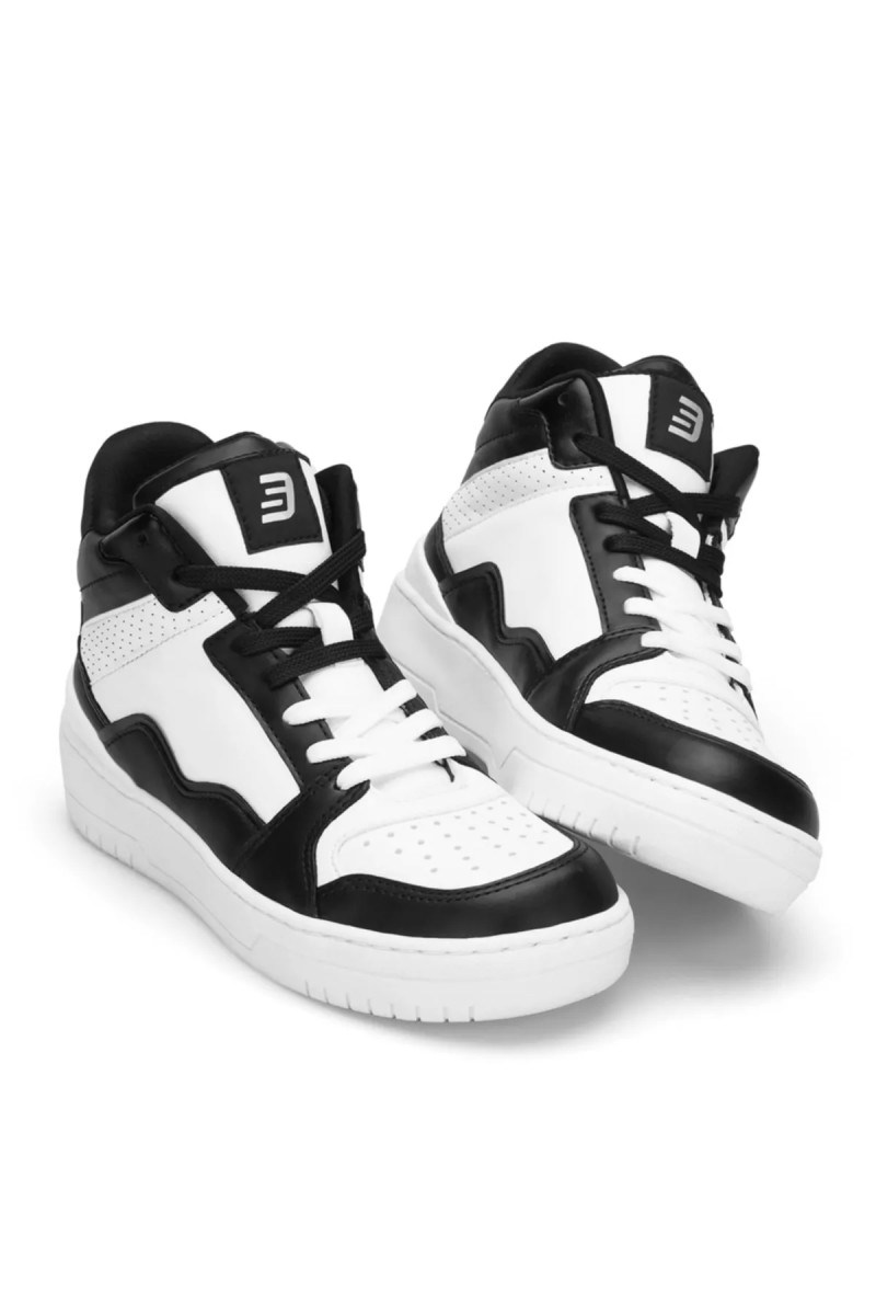 Womens High Top Sneakers - White Black - DS Violet