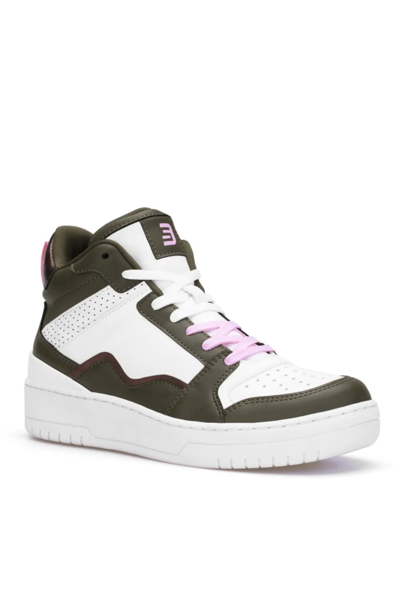 Womens High Top Sneakers - White Green - DS Violet