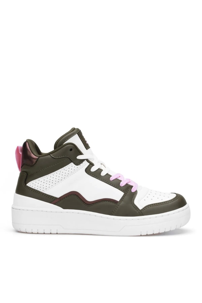Womens High Top Sneakers - White Green - DS Violet
