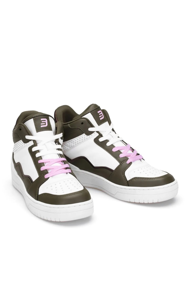 Womens High Top Sneakers - White Green - DS Violet
