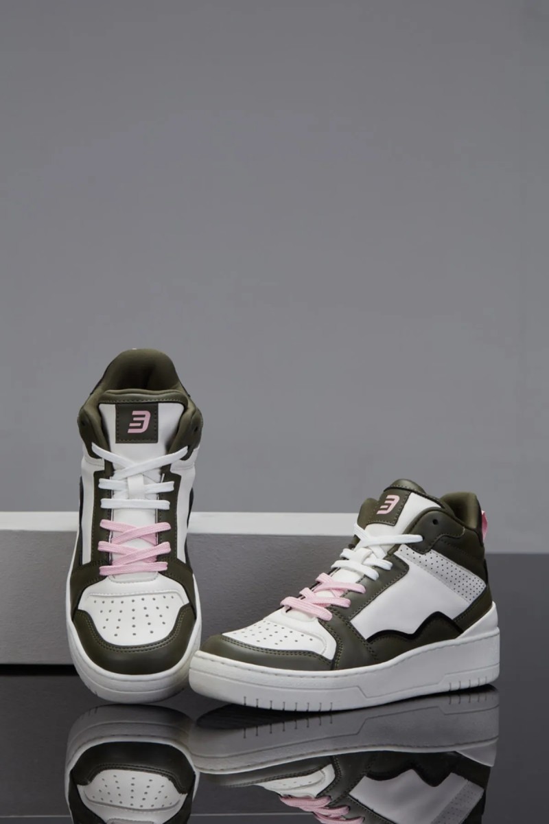 Womens High Top Sneakers - White Green - DS Violet