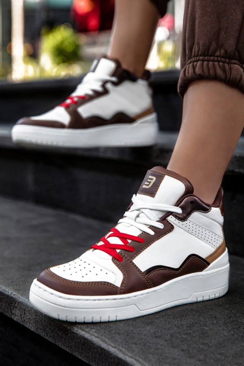 Kadın Bilekli Sneaker - Beyaz Taba - DS Violet