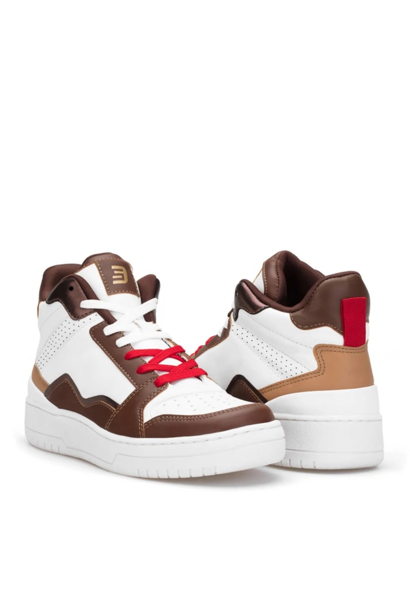 Kadın Bilekli Sneaker - Beyaz Taba - DS Violet