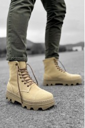Mens Boots - Beige Suede - 023
