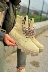 Mens Boots - Beige Suede - 023