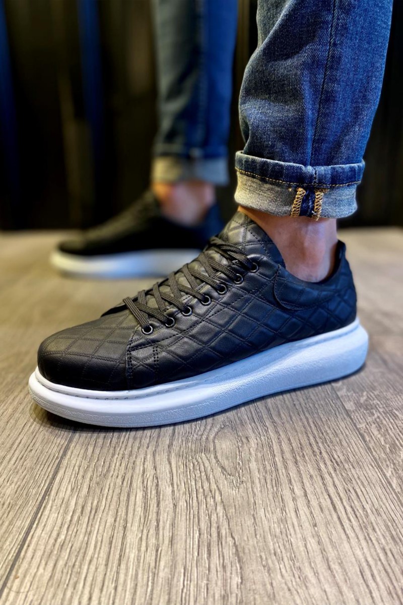 Erkek Sneaker - Siyah Beyaz Kapitone - 044