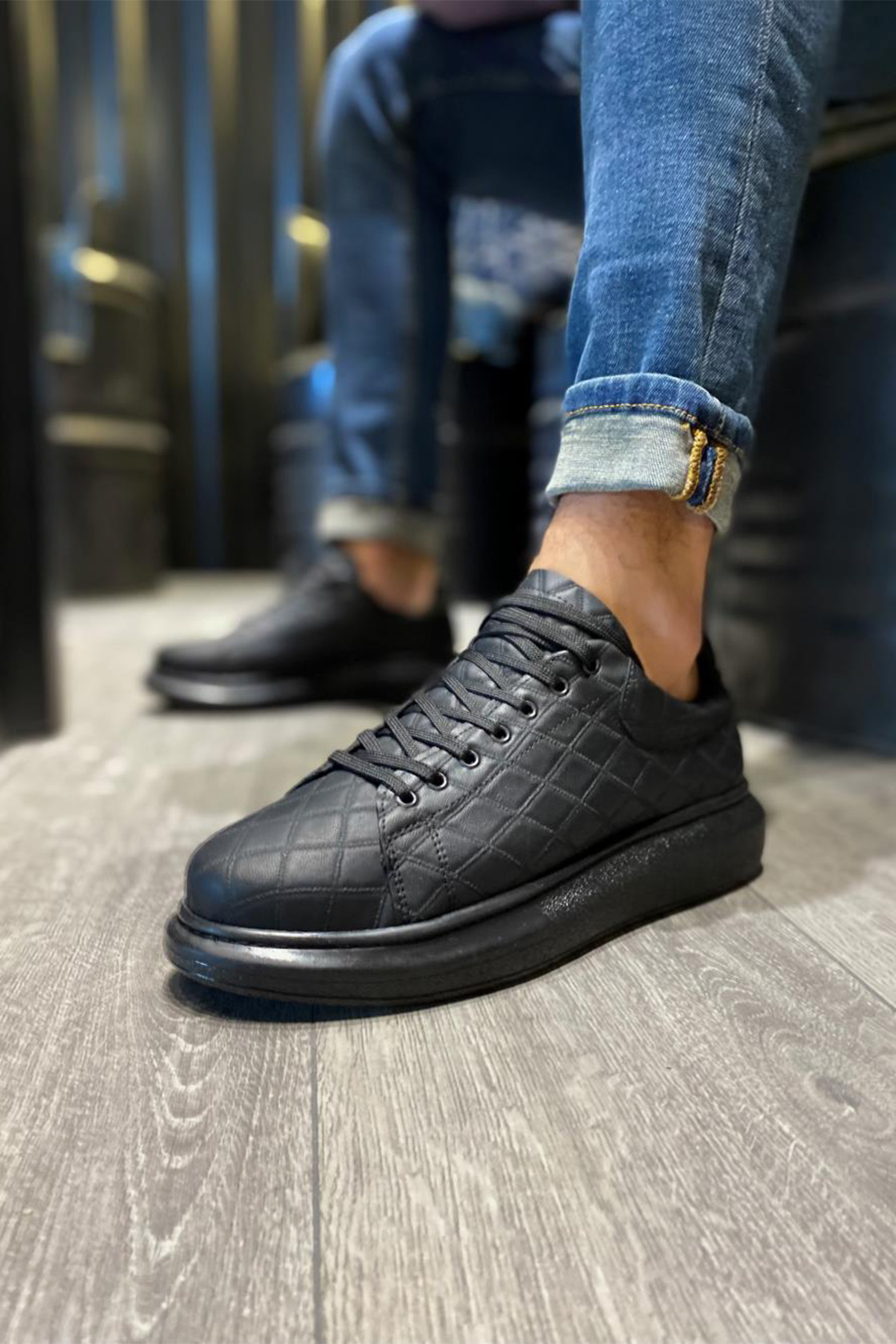 Erkek Sneaker - Siyah Kapitone - 044