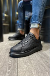 Mens Sneakers - Black Quilted - 044
