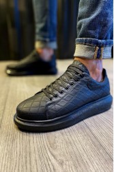 Mens Sneakers - Black Quilted - 044