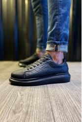 Mens Sneakers - Black Quilted - 044