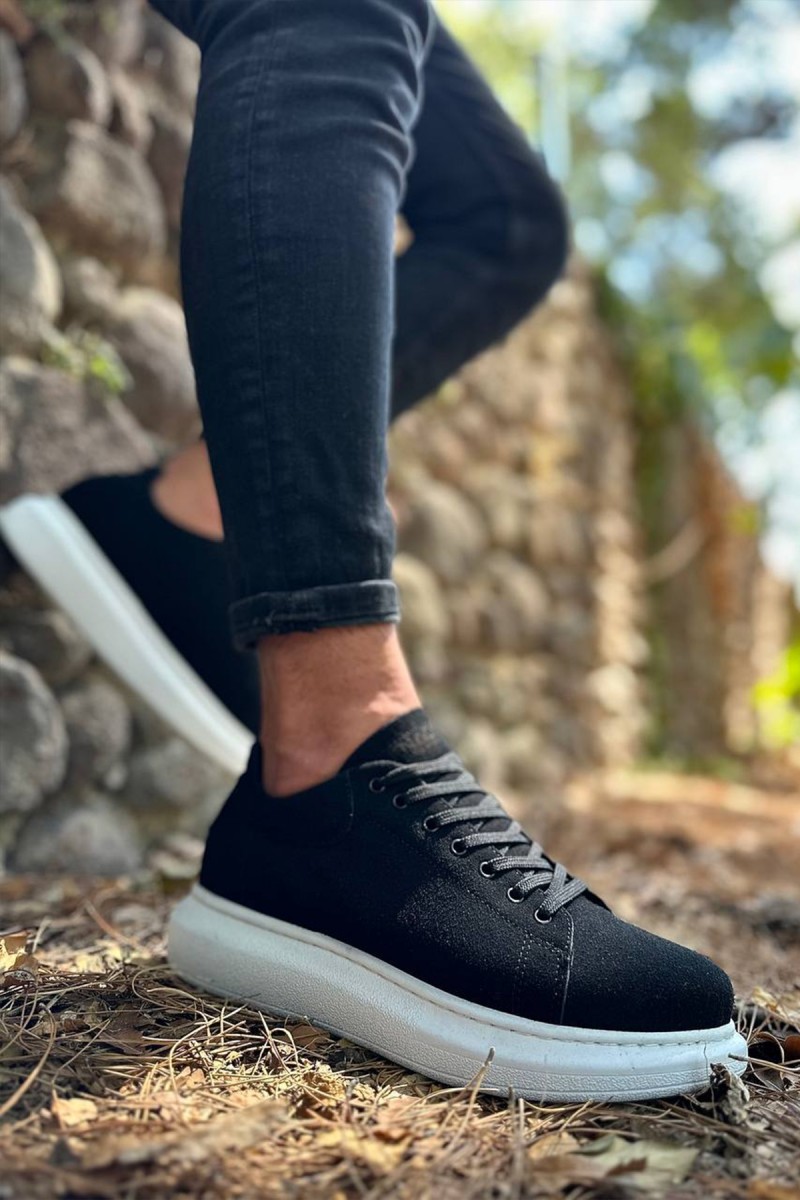 Erkek Sneaker - Siyah Beyaz Süet - 044