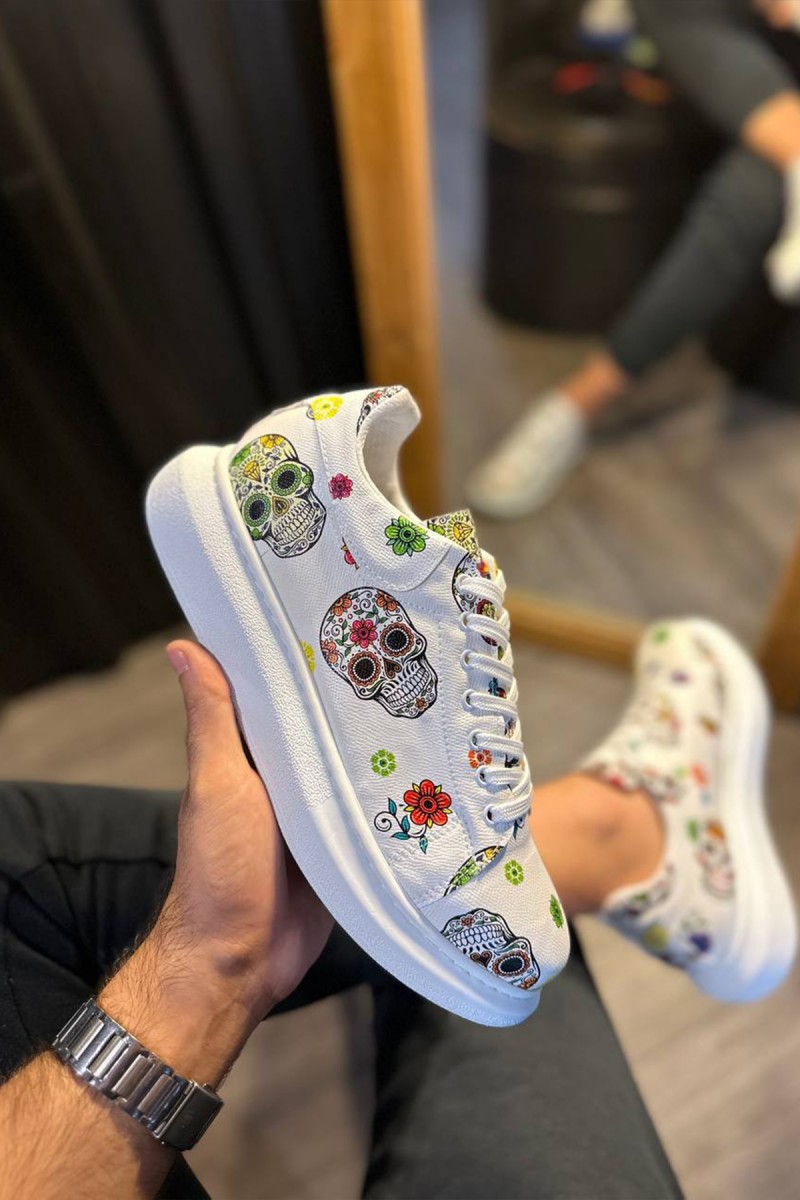 Erkek Sneaker - Beyaz Kurukafa - 046