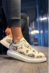 Erkek Sneaker - Beyaz Kurukafa - 046