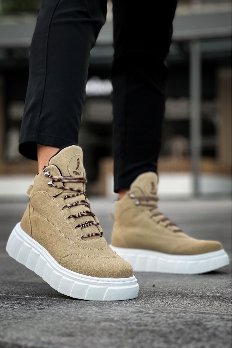 Erkek Yüksek Spor Ayakkabı - Bej Süet - 104