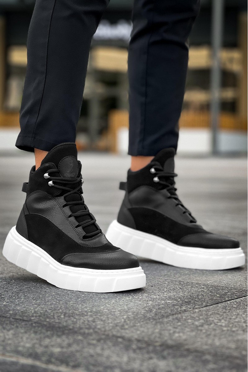 Erkek Yüksek Spor Ayakkabı - Siyah Beyaz - 104