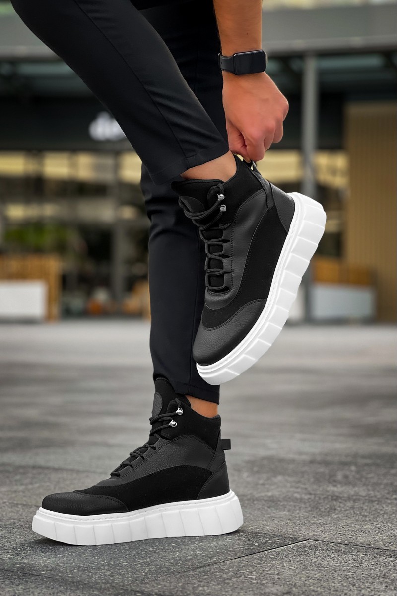 Erkek Yüksek Spor Ayakkabı - Siyah Beyaz - 104