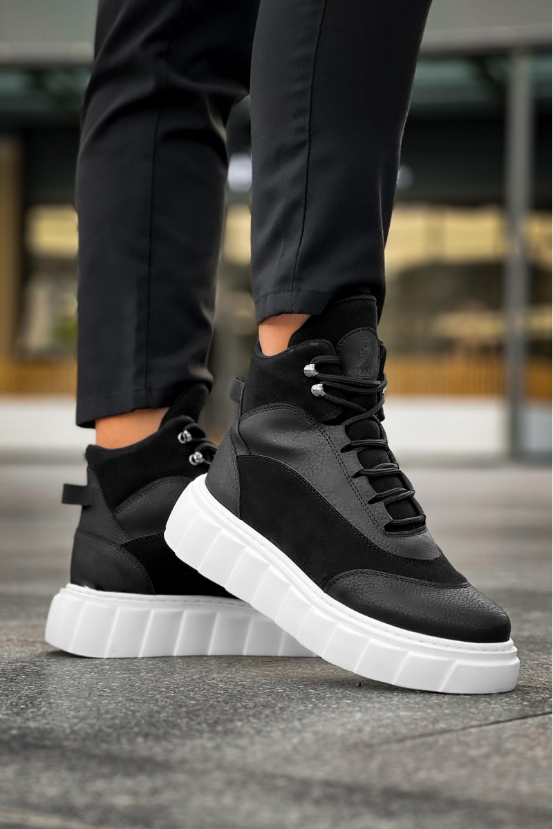 Erkek Yüksek Spor Ayakkabı - Siyah Beyaz - 104