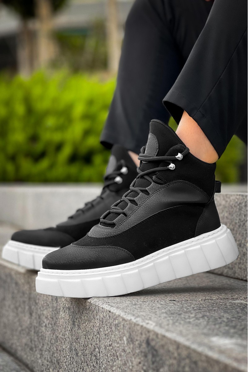 Erkek Yüksek Spor Ayakkabı - Siyah Beyaz - 104