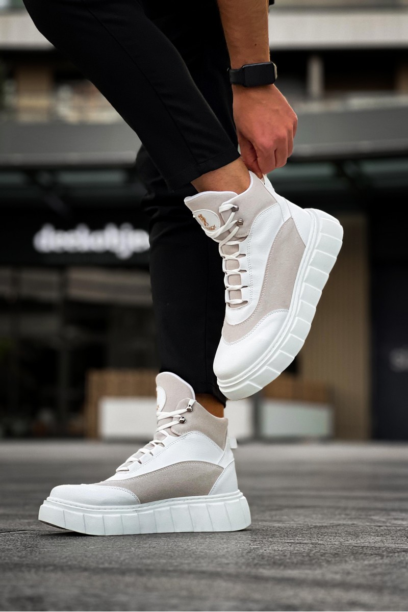 Mens High Top Sneakers - White - 104