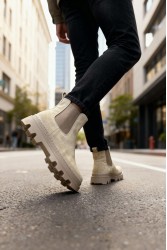 Mens Boots - Beige Suede - 113