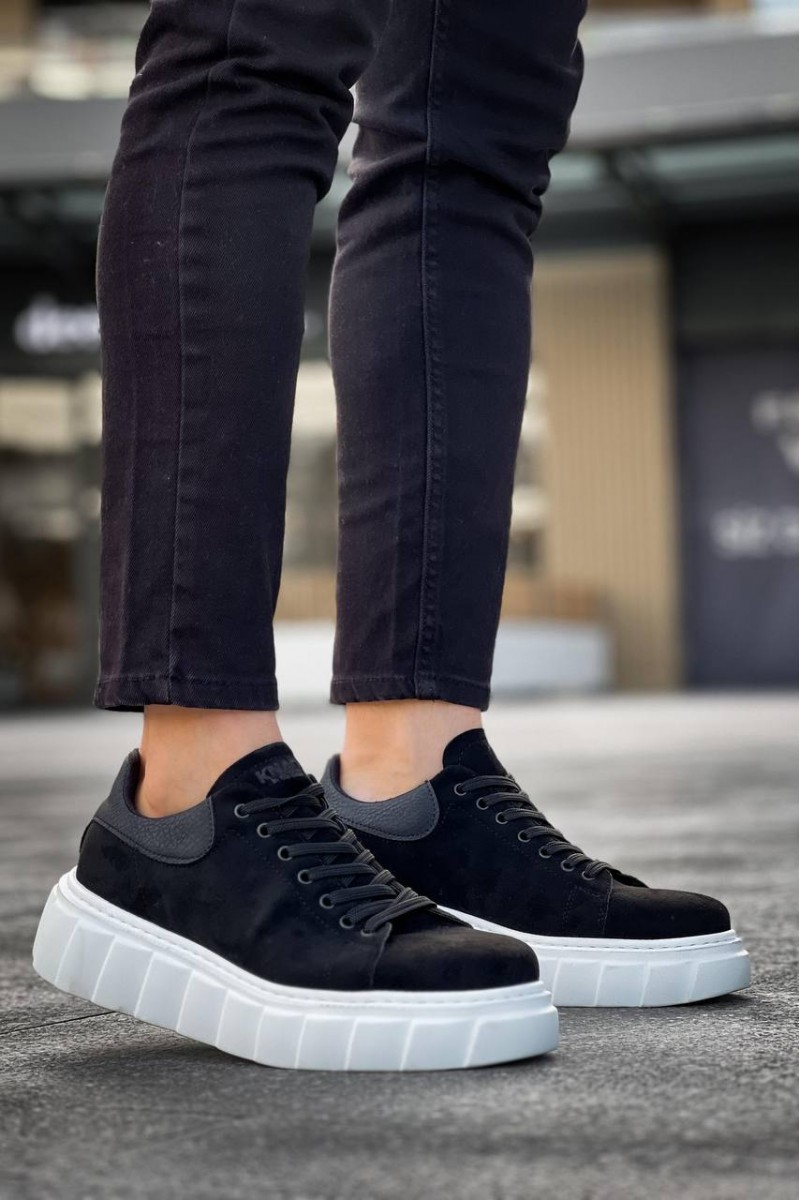 Erkek Sneaker - Siyah Beyaz Süet - 144
