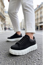 Mens Sneakers - Black White Suede - 144