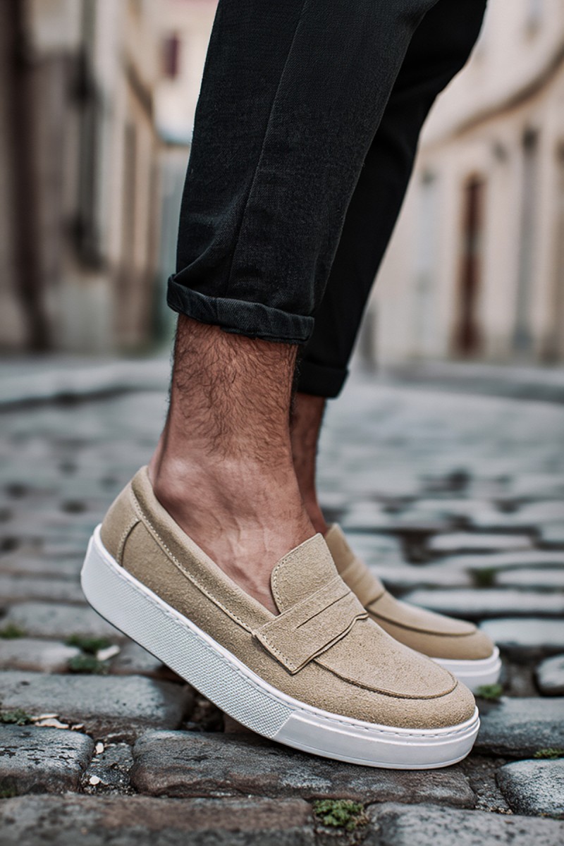 Erkek Mokasen - Vizon Süet - 400