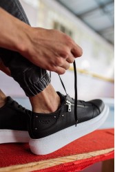 Erkek Sneaker - Siyah Beyaz - 555