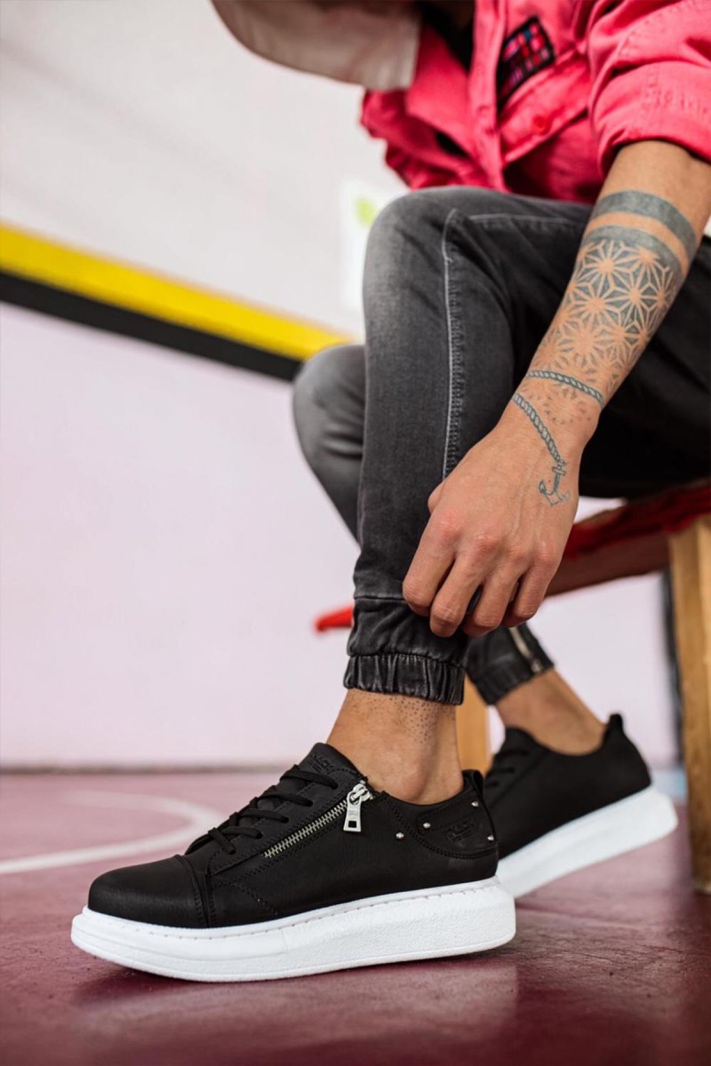 Erkek Sneaker - Siyah Beyaz - 555