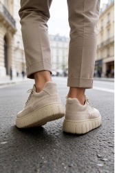 Mens Sneakers - Beige Suede 1 - 600