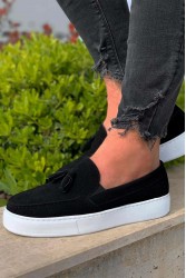 Erkek Sneaker - Siyah Beyaz Süet - 717