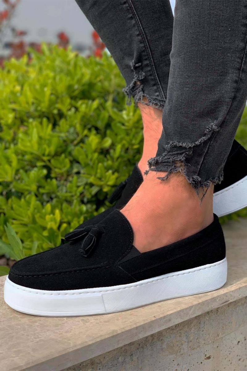 Erkek Sneaker - Siyah Beyaz Süet - 717