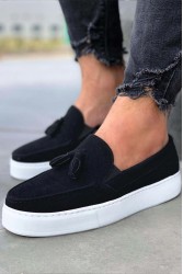 Erkek Sneaker - Siyah Beyaz Süet - 717