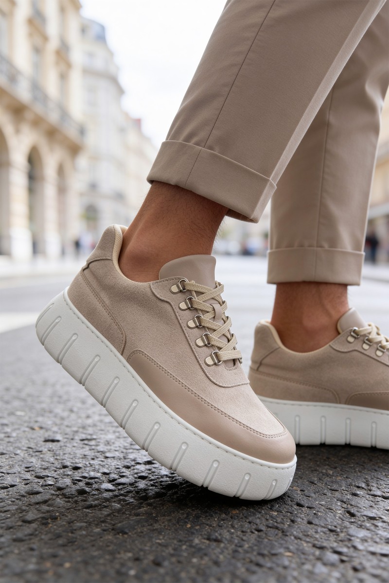 Mens Sneakers - Beige Suede - 600