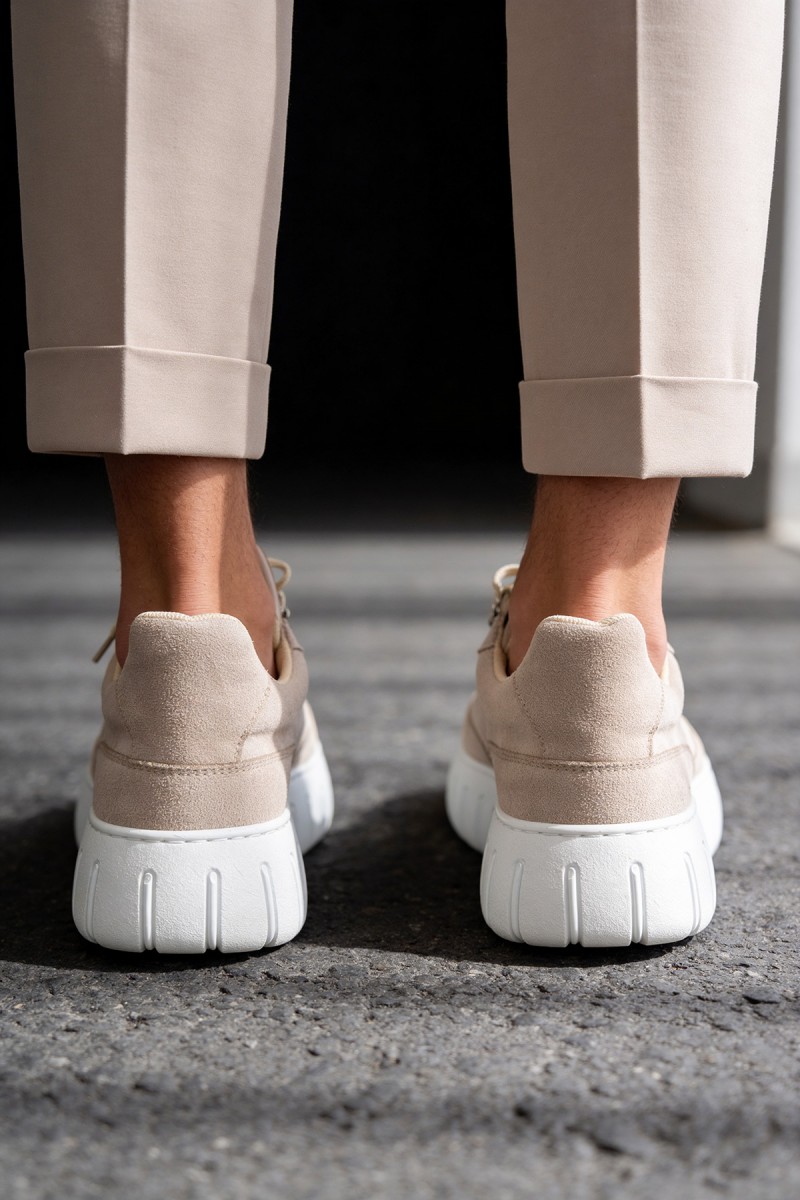 Mens Sneakers - Beige Suede - 600