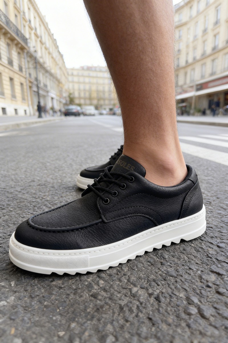 Mens Casual Shoes - Black White - T12