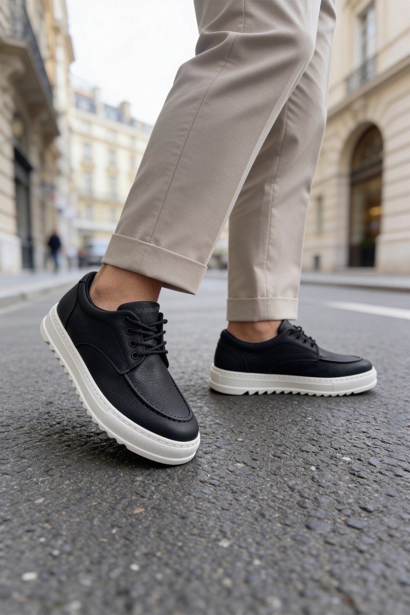 Mens Casual Shoes - Black White - T12