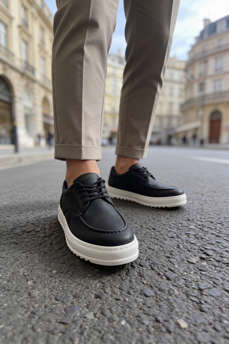 Mens Casual Shoes - Black White - T12