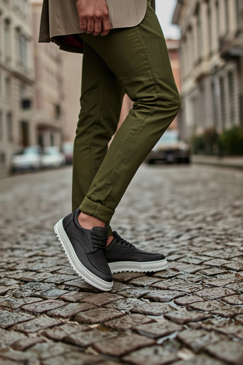 Mens Casual Shoes - Black White - T12