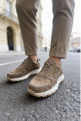 Erkek Hakiki Deri Sneaker - Kahverengi - 321 