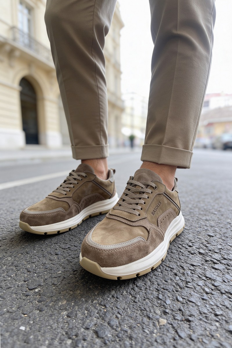 Erkek Hakiki Deri Sneaker - Kahverengi - 321 