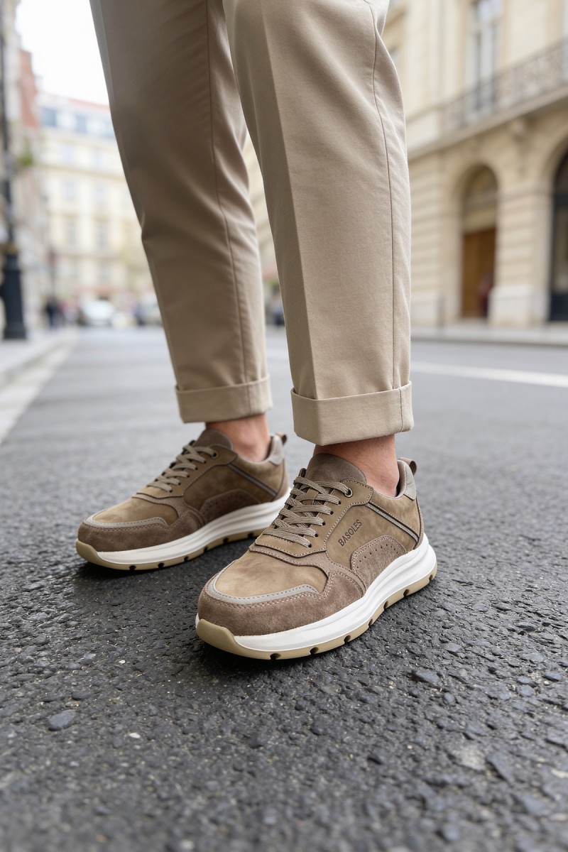 Erkek Hakiki Deri Sneaker - Kahverengi - 321 