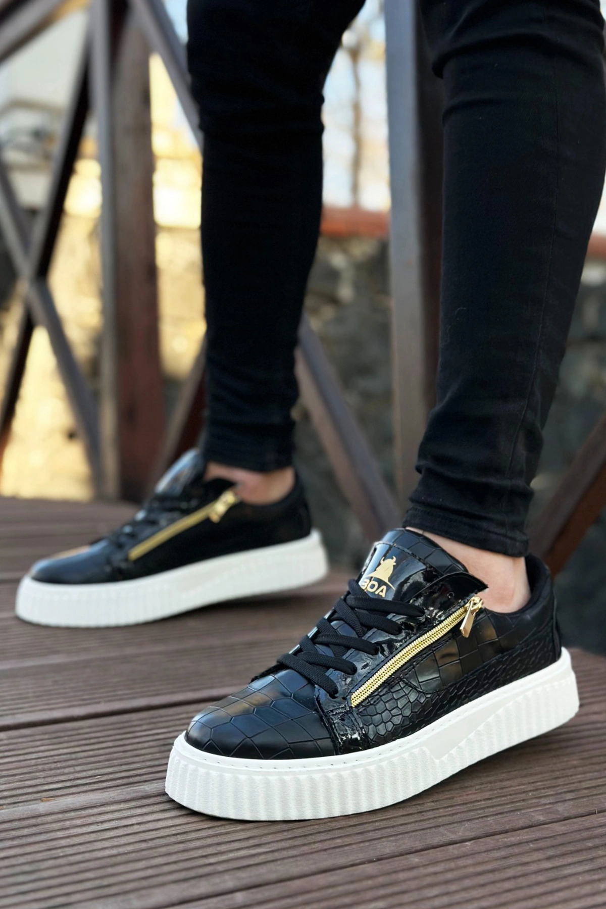Erkek Sneaker - Siyah Beyaz - Zipper 308