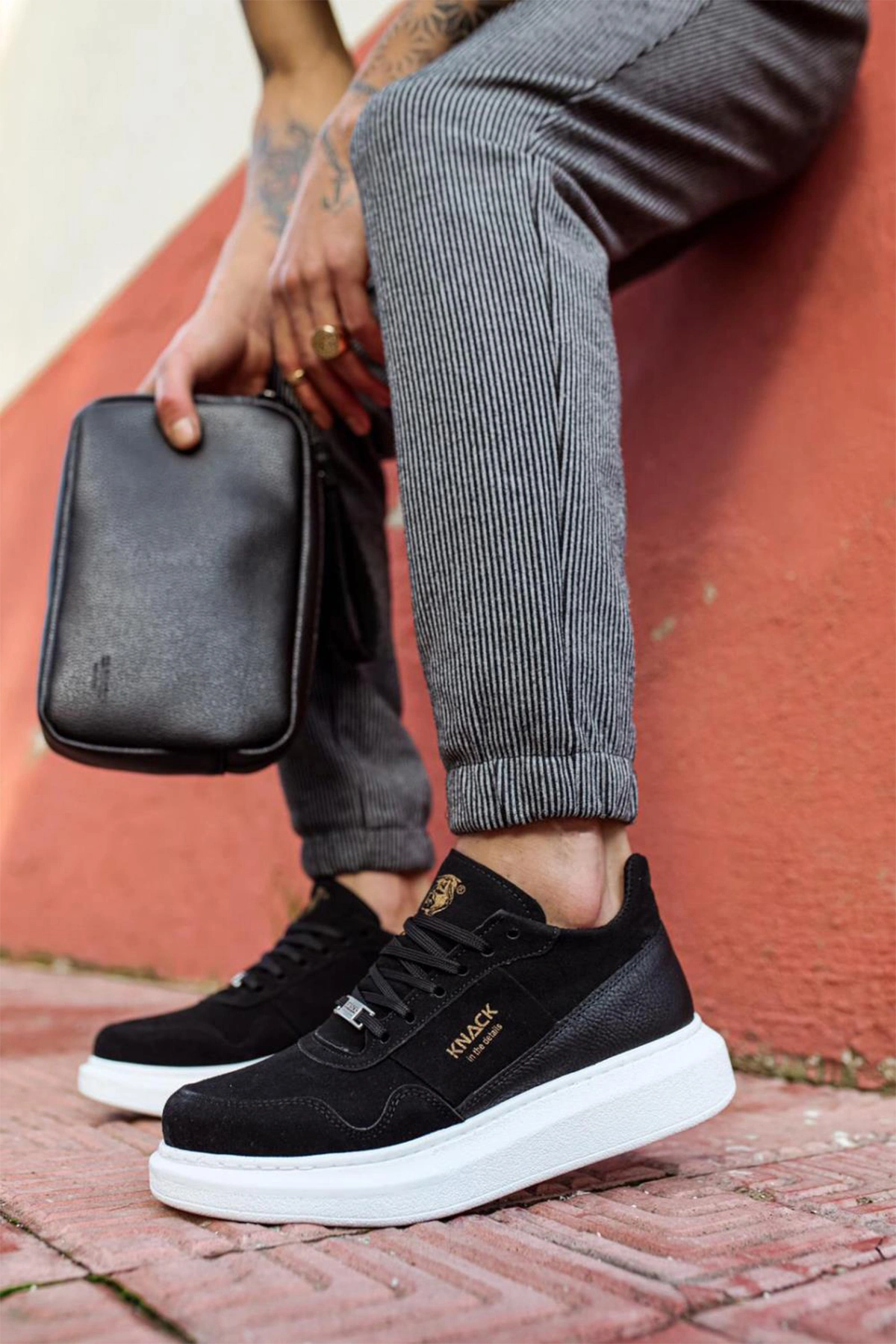 Erkek Sneaker - Siyah Beyaz Süet - 040